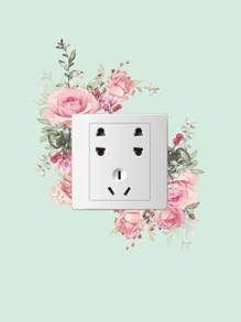 1 Stück Blumenmuster Schalter Steckdosen Wandaufkleber, selbstklebender Schalter Dekorationsaufkleber für Heim-Dekoration, Aufkleber, Wandtattoo, Vinyl-Aufkleber für Heimdekoration, Frühlingsdekoration Artikel um Ihr Zuhause aufzufrischen, Rama Dekorationsaufkleber - Verschiedenfarbig - Übersicht 2
