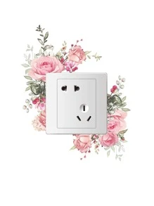 1 Stück Blumenmuster Schalter Steckdosen Wandaufkleber, selbstklebender Schalter Dekorationsaufkleber für Heim-Dekoration, Aufkleber, Wandtattoo, Vinyl-Aufkleber für Heimdekoration, Frühlingsdekoration Artikel um Ihr Zuhause aufzufrischen, Rama Dekorationsaufkleber - Verschiedenfarbig - Übersicht 4