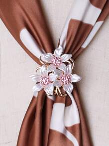 Flower Decor Scarf Ring - Multicolor - View 1