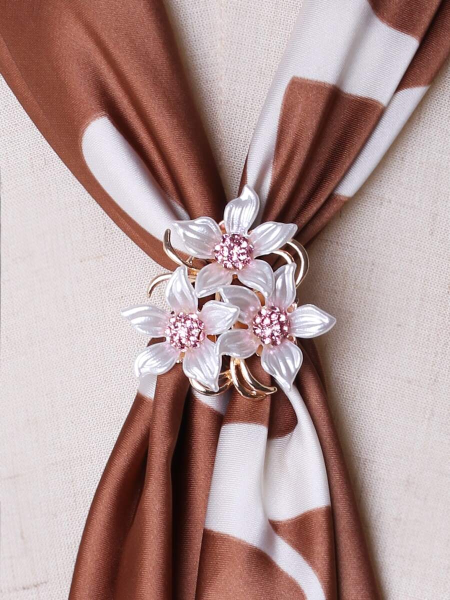 Flower Decor Scarf Ring - Multicolor - View 1