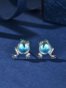 Cartoon Frog Stud Earrings - Multicolor - View 1