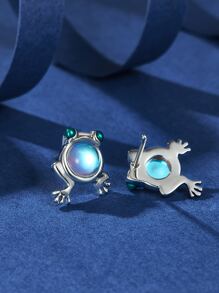 Cartoon Frog Stud Earrings - Multicolor - View 2
