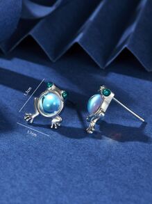 Cartoon Frog Stud Earrings - Multicolor - View 3