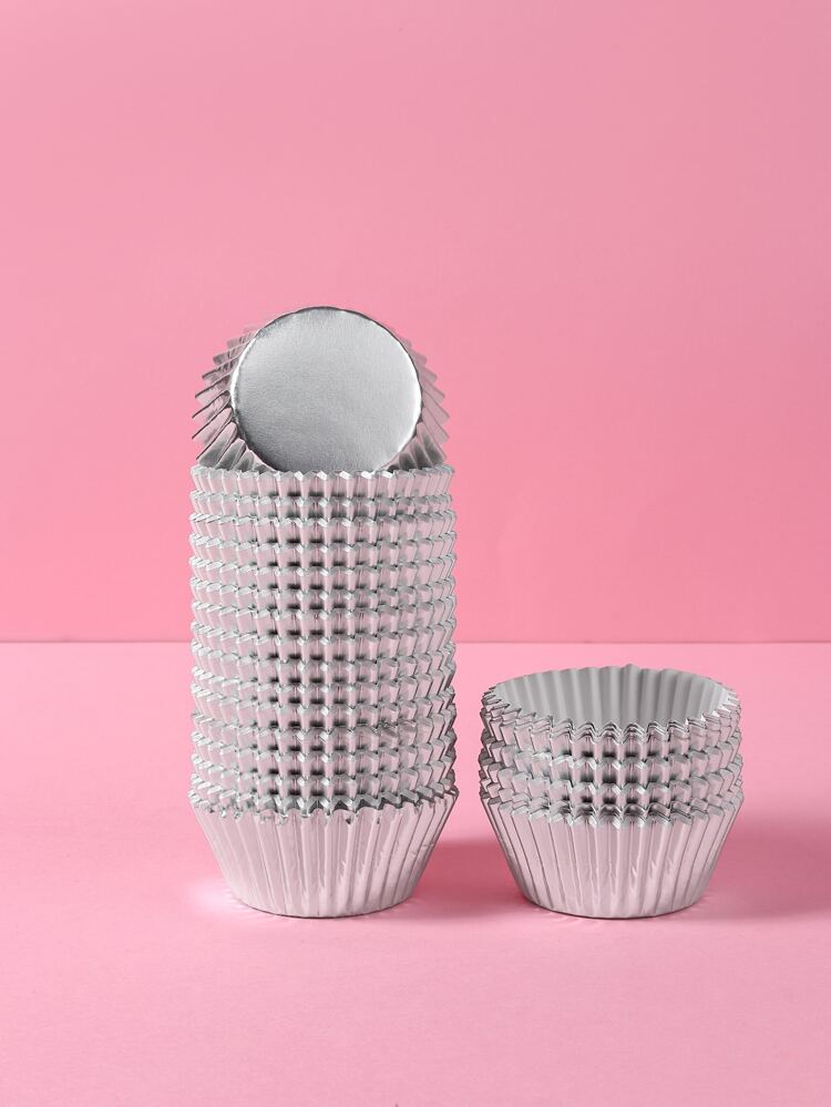 100pcs Silver Foil Cupcake Liners & Muffin Cups & Baking Cups For Baking