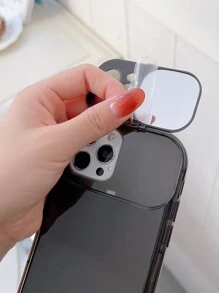 Solid Phone Case With Flip Mirror - Black - View 2