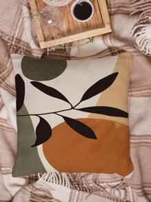 1pc Leaf Print Cushion Cover Without Filler, Modern Throw Pillow Case, Pillow Insert Not Include, For Sofa, Home Decor
