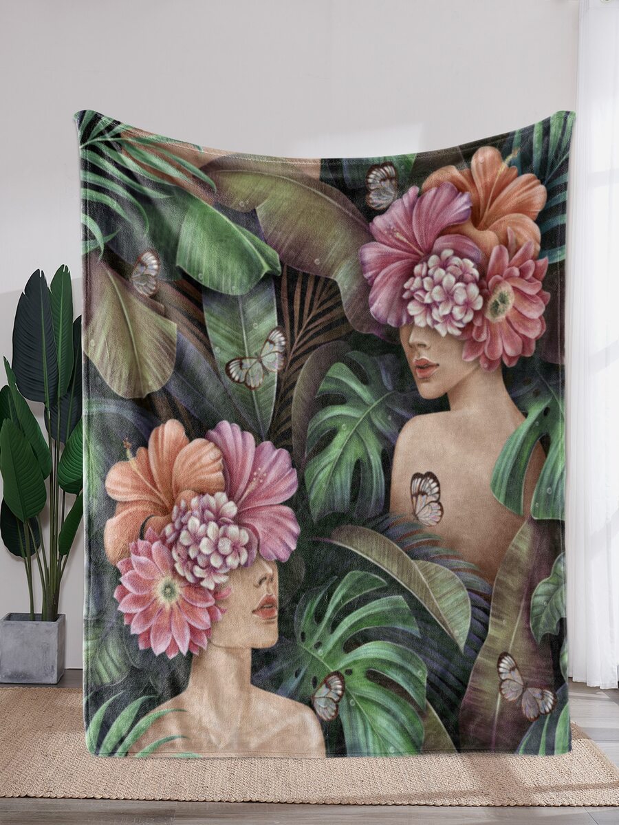 1入組針織面料毯子現代圖形圖案柔軟溫暖毯子適用於客廳和臥室家居裝飾四季皆宜