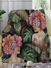 1入組針織面料毯子現代圖形圖案柔軟溫暖毯子適用於客廳和臥室家居裝飾四季皆宜