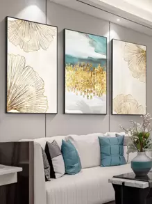 3入組銀杏葉印花無框畫 - 彩色 - 查看 1