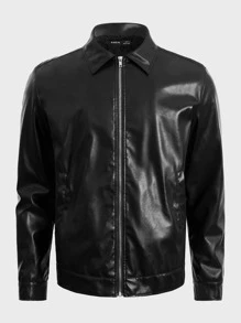 GENTILAND Outerwear Pria Kantong Zip Plain Jalan - Hitam - View 3