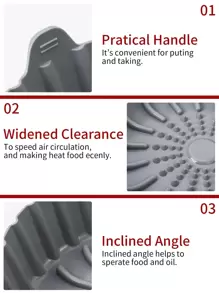 SHEIN Basic living 1pc Silicone Air Fryer Tray Air Fryer Kitchen Air Fryer Liners Air Fryer Paper Airfryer Air Frier - Grey - View 4