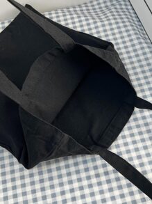 Bolso de compras con estampado de letras para hombre, bolso de playa, bolso de compras, bolso reutilizable, bolso de lona para viajes y trabajo - Negro - Ver 4