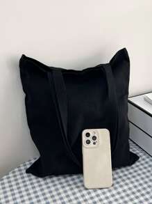 Bolso de compras con estampado de letras para hombre, bolso de playa, bolso de compras, bolso reutilizable, bolso de lona para viajes y trabajo - Negro - Ver 3