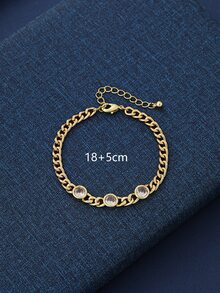 Cubic Zirconia Decor Bracelet - Yellow Gold - View 3