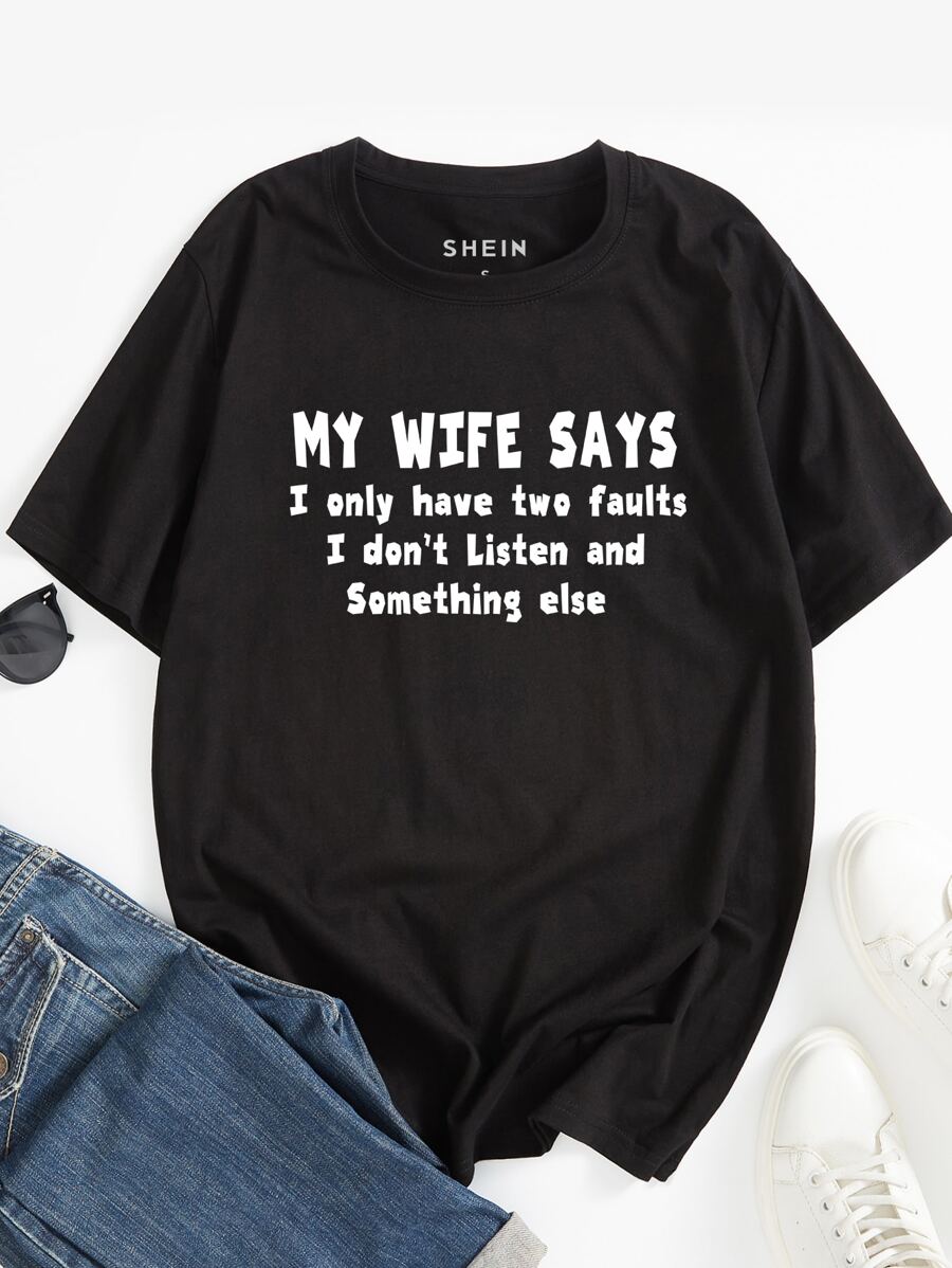 Manfinity Homme Men Slogan Graphic Tee - Black - View 1