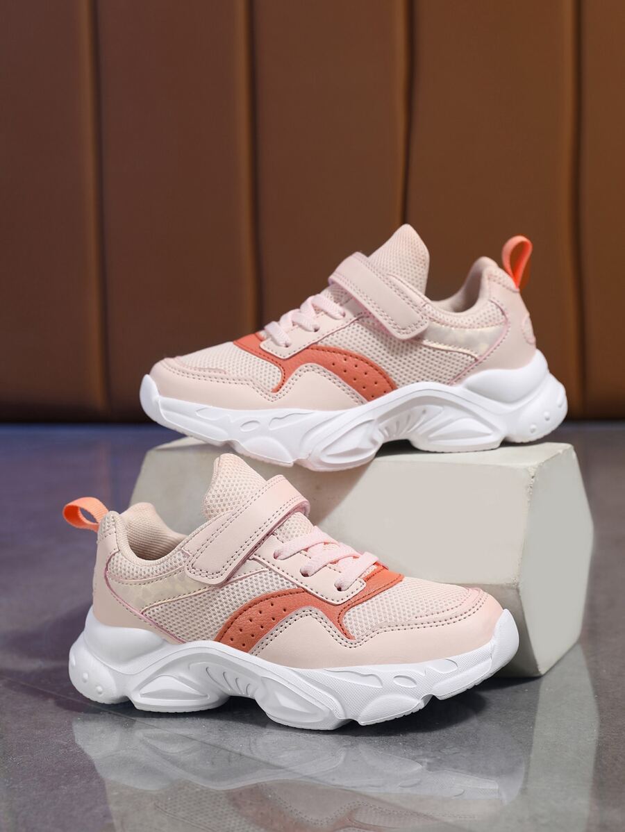 女孩雙色魔術貼老爹鞋 - 粉色 - 查看 1