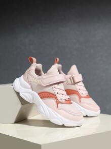 女孩雙色魔術貼老爹鞋 - 粉色 - 查看 2