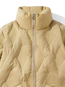 Chillumni Men's Loose Fit Down Coat With Letter Patchwork And Drawstring Hem