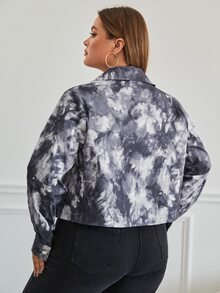 SHEIN EZwear Plus Tie Dye Flap Pocket Jacket - Multicolor - View 2