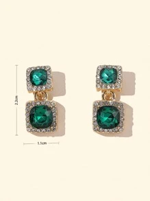 Andkiss Rhinestone Square Decor Drop Earrings - Multicolor - View 3