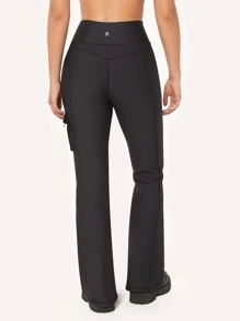 GLOWMODE 31" Outdoor Explorer Fleece Cargo Flare Leggings - Black - View 4