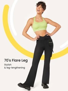 GLOWMODE 31" Outdoor Explorer Fleece Cargo Flare Leggings - Black - View 8