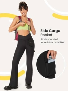 GLOWMODE 31" Outdoor Explorer Fleece Cargo Flare Leggings - Black - View 3