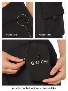 GLOWMODE 31" Outdoor Explorer Fleece Cargo Flare Leggings - Black - View 5