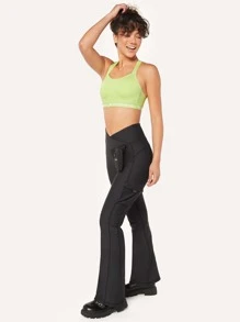 GLOWMODE 31" Outdoor Explorer Fleece Cargo Flare Leggings - Black - View 10