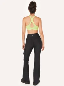 GLOWMODE 31" Outdoor Explorer Fleece Cargo Flare Leggings - Black - View 9