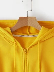 INAWLY Zipper Drawstring Thermal Hoodie,Long Sleeve Tops Graduation,Back To School Outfits,Graduation,Teacher Outfits For Women,Back To School Pullover Fall Outfit - Yellow - View 3