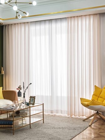 素色單片透視窗簾