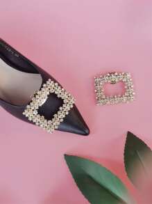 2pcs Rhinestone Decor Shoe Decoration - Gold - View 1