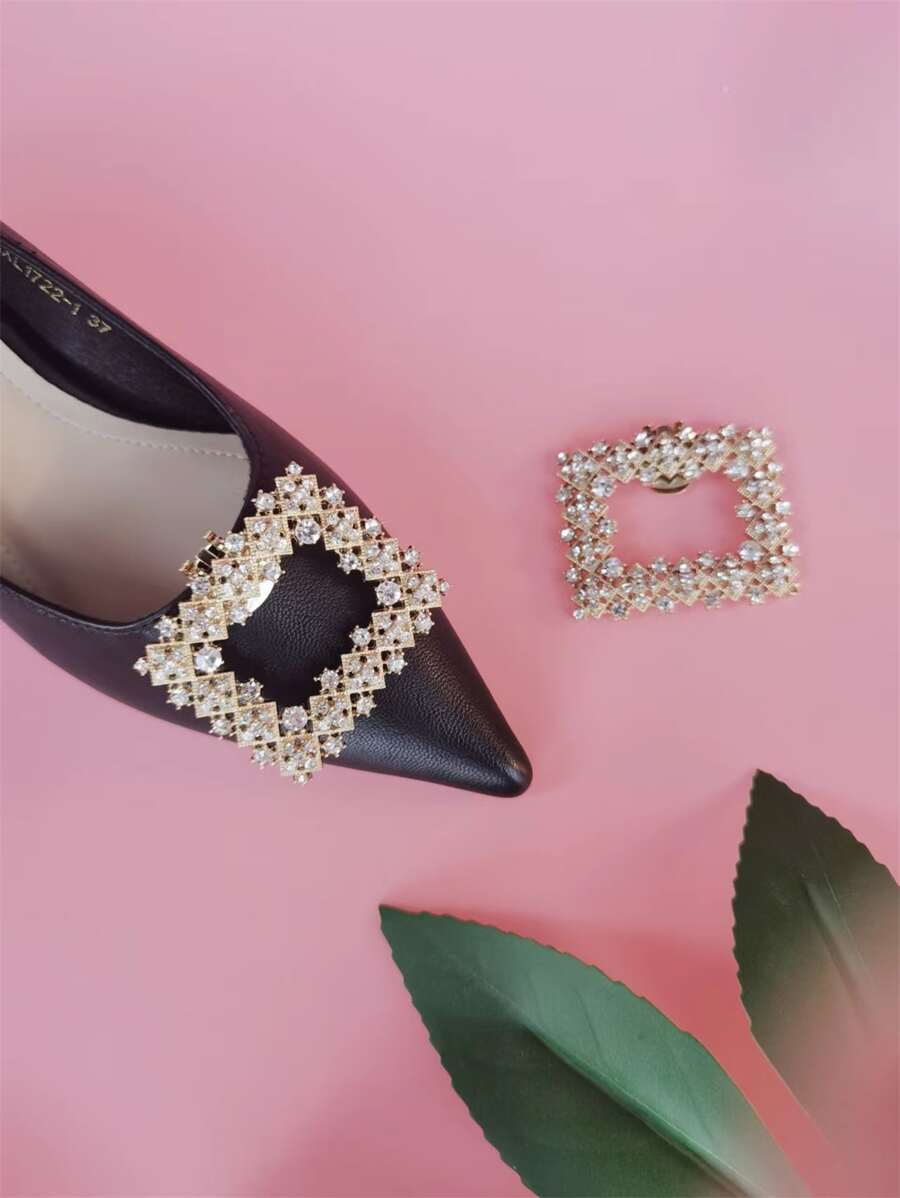 2pcs Rhinestone Decor Shoe Decoration - Gold - View 1