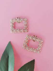 2pcs Rhinestone Decor Shoe Decoration - Gold - View 6