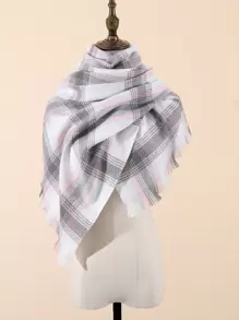 1pc Plaid Tassel Woven Thick Winter Scarf - Multicolor - View 1