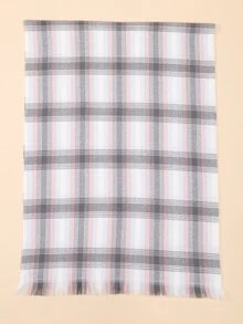 1pc Plaid Tassel Woven Thick Winter Scarf - Multicolor - View 2