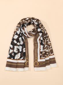 1條豹紋織物圍巾,秋季必備 - 彩色 - 查看 1