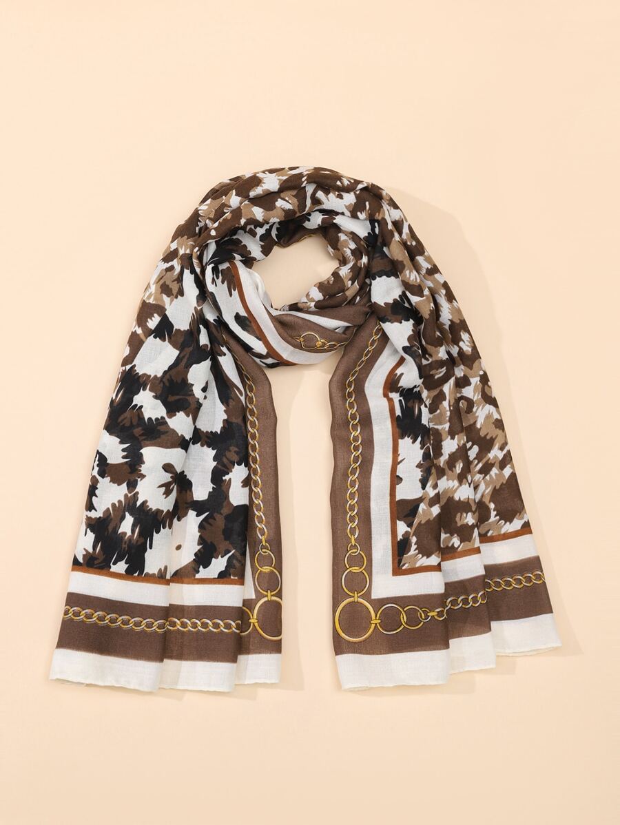 1條豹紋織物圍巾,秋季必備 - 彩色 - 查看 1
