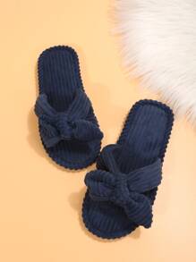 Dép đi trong Nhà dành Nữ Nơ Bướm màu trơn Đúng mốt - Màu xanh hải quân - Xem 5