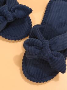 Dép đi trong Nhà dành Nữ Nơ Bướm màu trơn Đúng mốt - Màu xanh hải quân - Xem 6