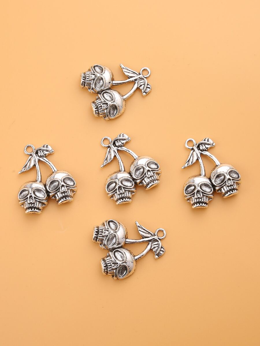 5 chiếc Mặt dây chuyền trang trí đầu lâu - Ancient Silver - Xem 1