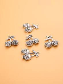 5 chiếc Mặt dây chuyền trang trí đầu lâu - Ancient Silver - Xem 2