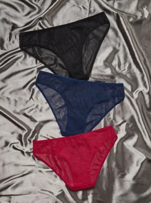 3pack Lace Insert Mesh Panty - Multicolor - View 2