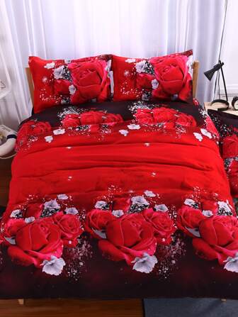 花卉圖案被套套裝不附帶內芯