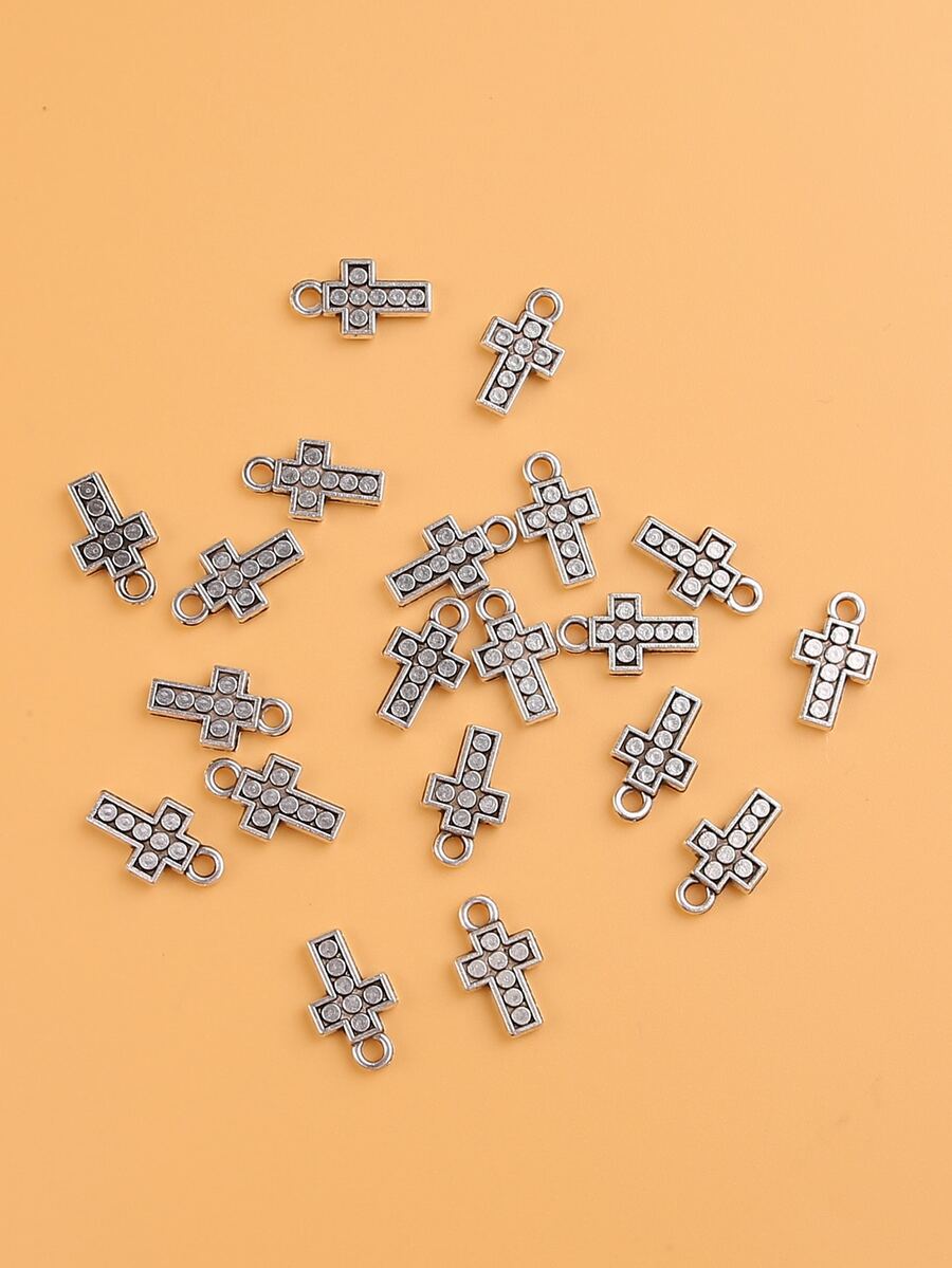 20pcs Cross DIY Pendant - Ancient Silver - View 1
