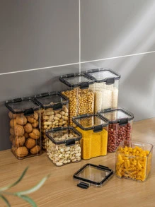 1 pieza Caja de almacenamiento de alimentos de color aleatorio transparente - Multicolor - Ver 1