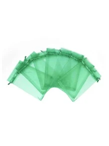 10pcs Mesh Gift Packaging Bags With Drawstring - Green - View 2