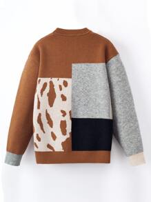 Boys Colour Block V Neck Cardigan - Multicolor - View 2