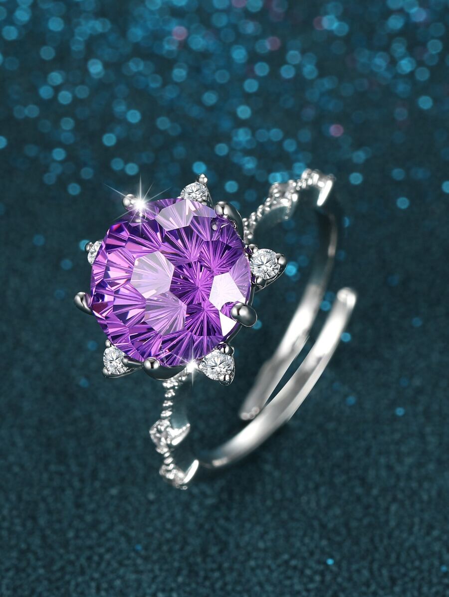 Cubic Zirconia Decor Ring - Multicolor - View 1